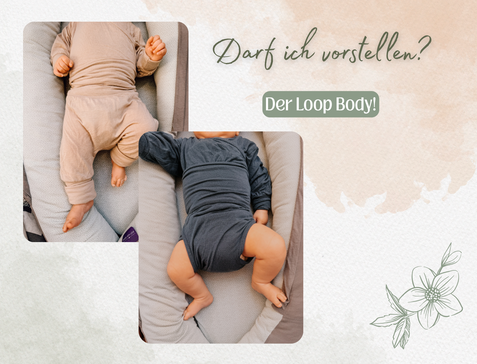 Baby im Strampler und Baby im Loop Body